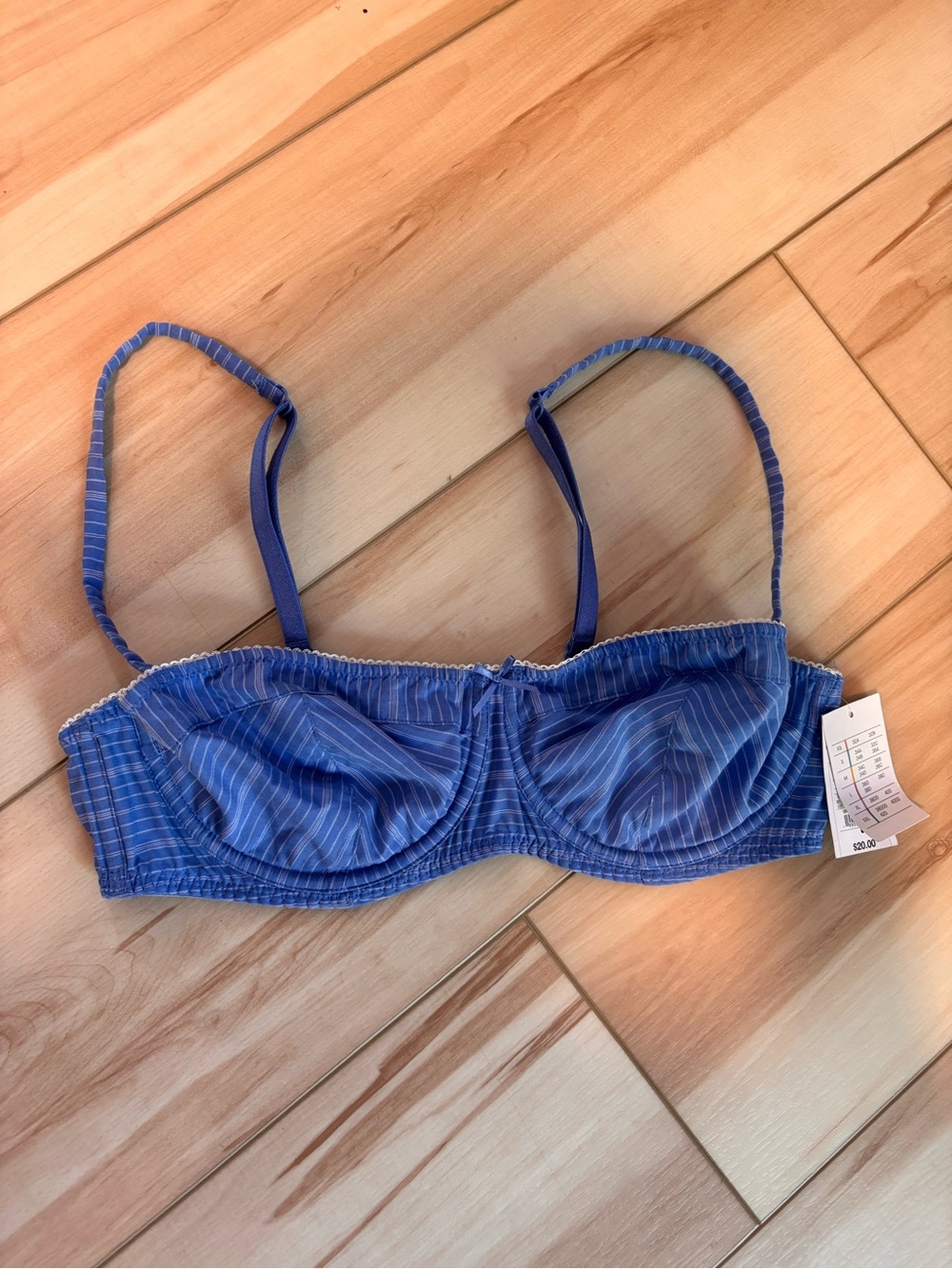 Auden Blue Striped Underwire Bra
